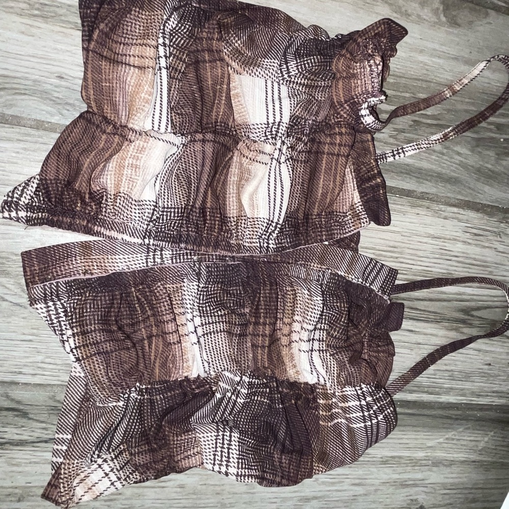 Brown corset type crop top